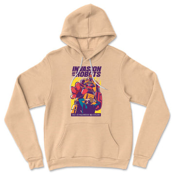 Invasion Of The Robots Hoodie in Heather Sand Dune color